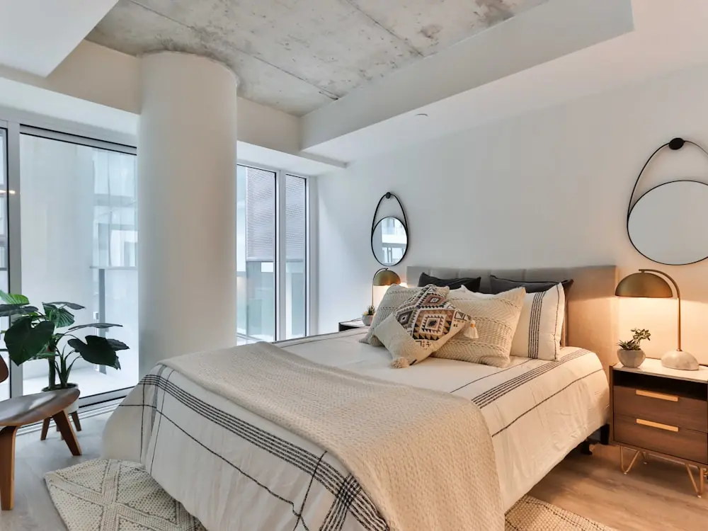 Built-in bedroom wardrobe with integrated lighting